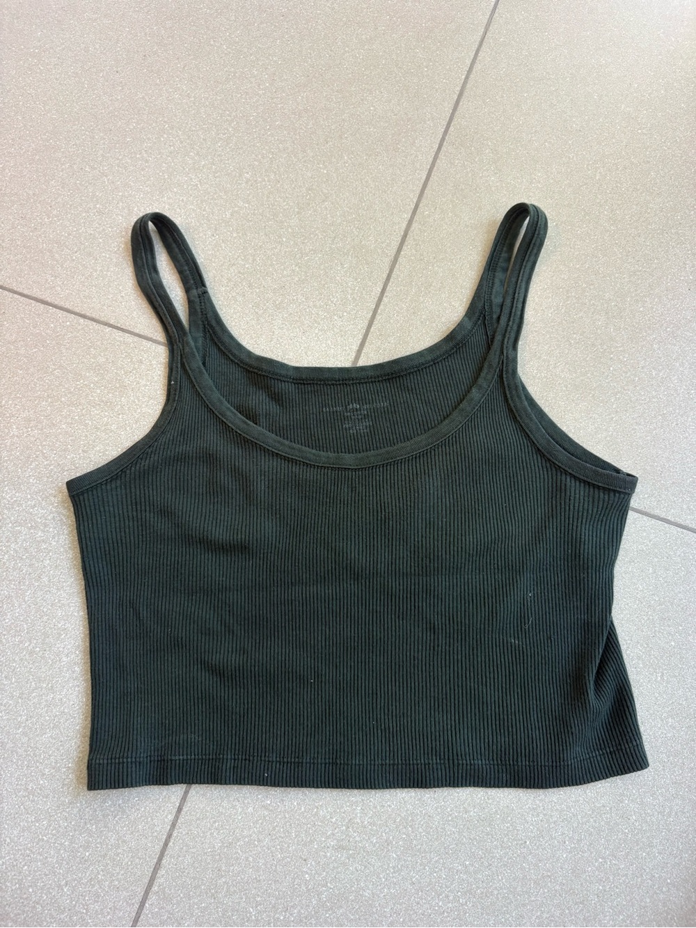 Brandy Melville Green Ribbed Cropped Tank